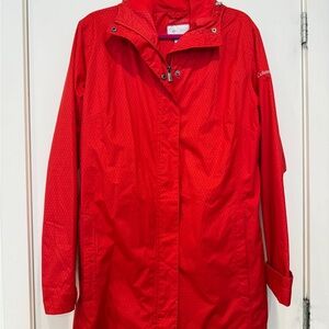 Columbia Red Hooded Trench Coat